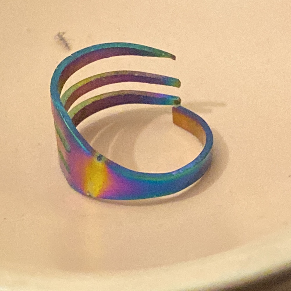 Very Unique Multicolored Spoon Ring Fork Size 8 - image 2